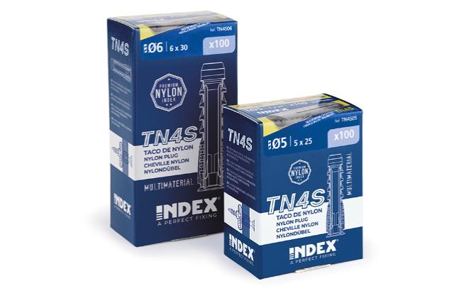 Index Fixing Systems TN4S – Pack de 25 chevilles 4 segments pour tous types de matériaux nylon, 12 x 60 mm, diamètre de 12 mm 
