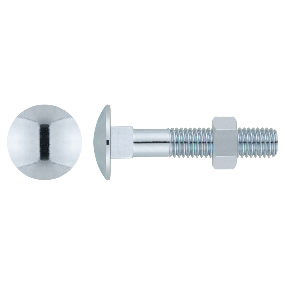 DIN-603/934 - Bolt with panhead; square neck and hexagonal nut. Zinc plated. 