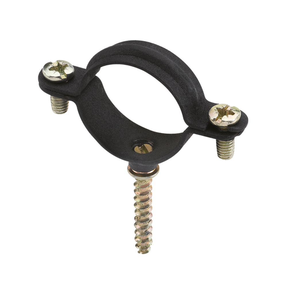 AB-GS - Black coated pipe clamp for gas M6 with screw. 