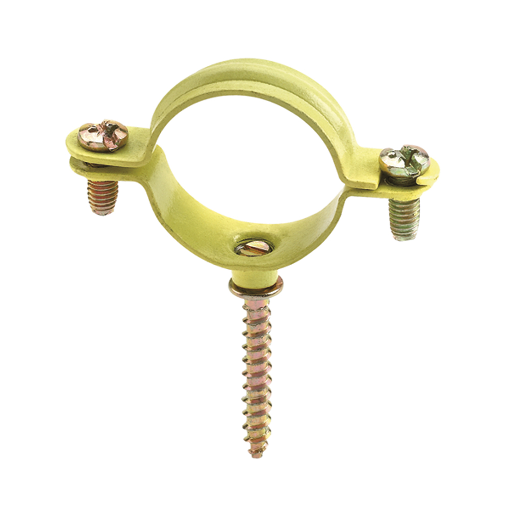 AB-GM - Yellow coated pipe clamp for gas with screw. 
