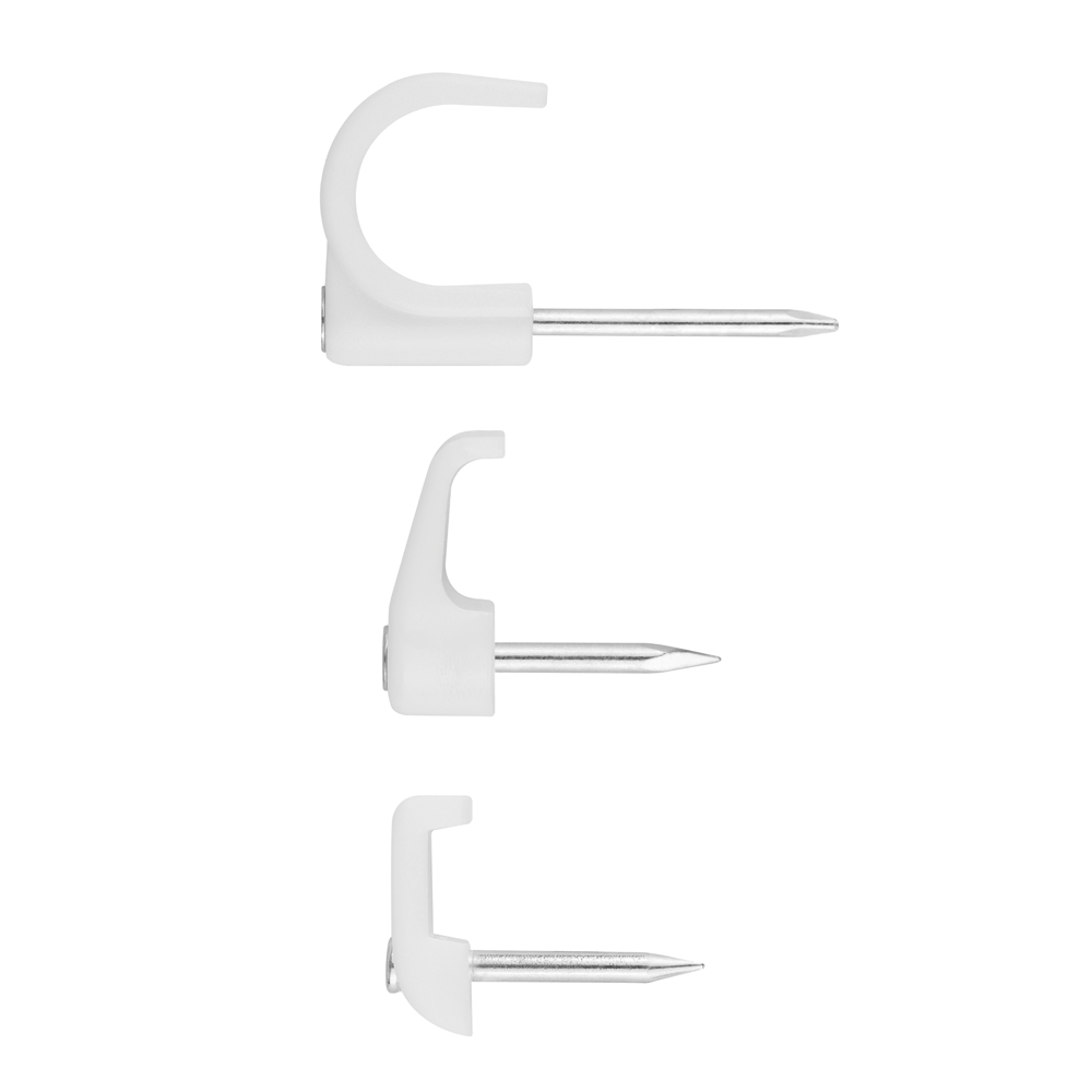 GR-NY BL - Nylon cable clips (polyethylene 6.6), with steel zinc-plated nail. White. 
