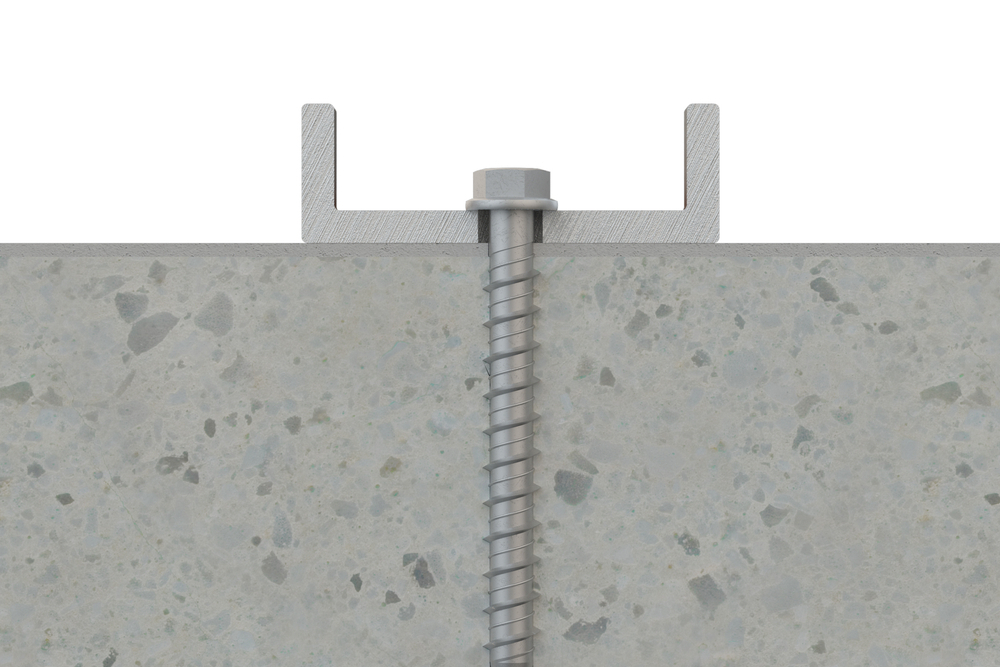 TFE - Concrete screw anchor with zinc plated coating. 