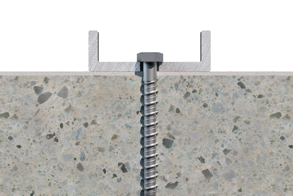 TFN - Concrete screw anchor with zinc plated coating. 