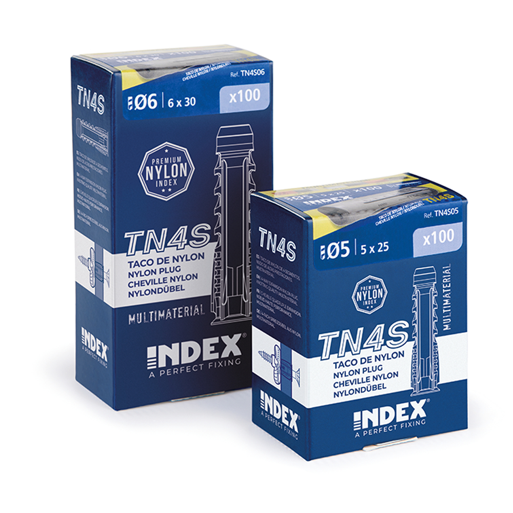 TN4S - Taco de nylon anudable de 4 segmentos para todo tipo de materiales. 