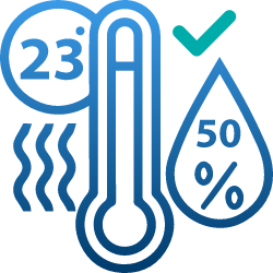 Pictogram Optimal temperature and relative humidity conditions