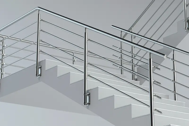 Stairs with metal handrail