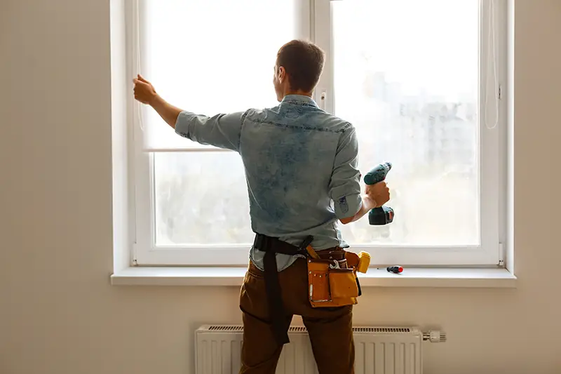 Person fixing a window